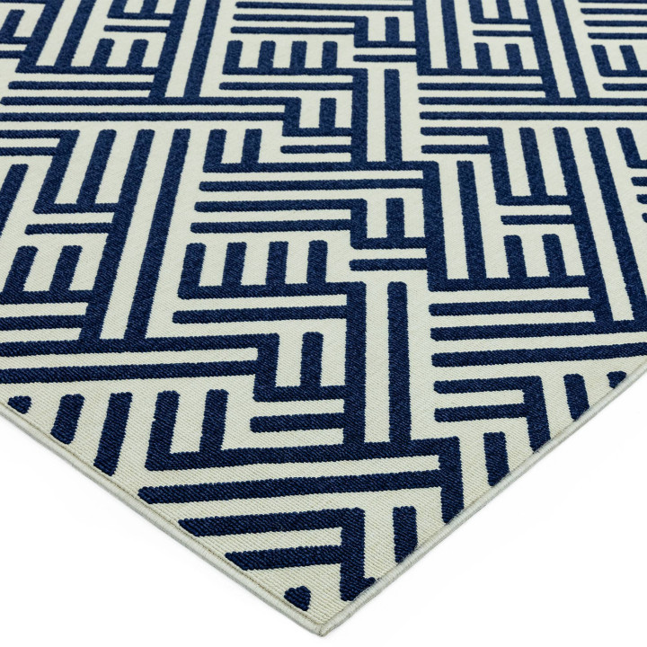 Tappeto Antibes geometrico blu e beige chiaro 16