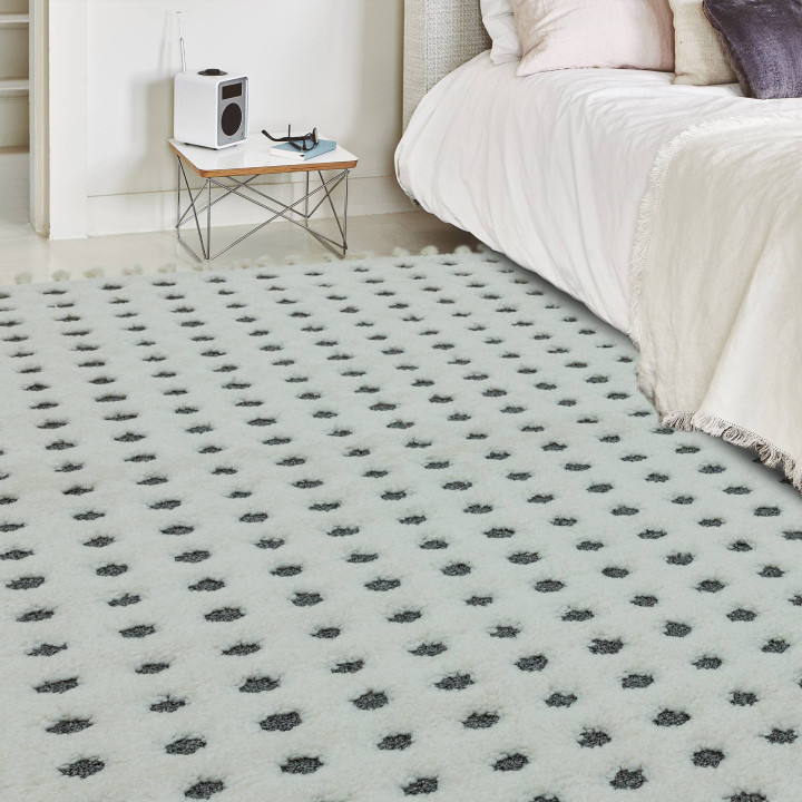 Tappeto Ariana geometrico crema e grigio scuro 1