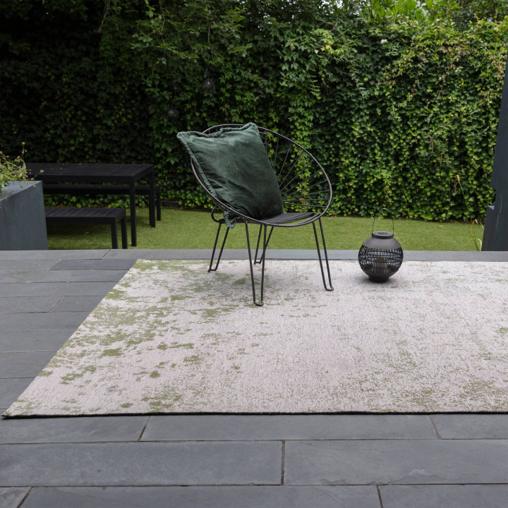 Tappeto Dara astratto verde oliva e beige 120x17