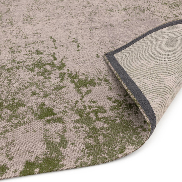 Tappeto Dara astratto verde oliva e beige 120x17
