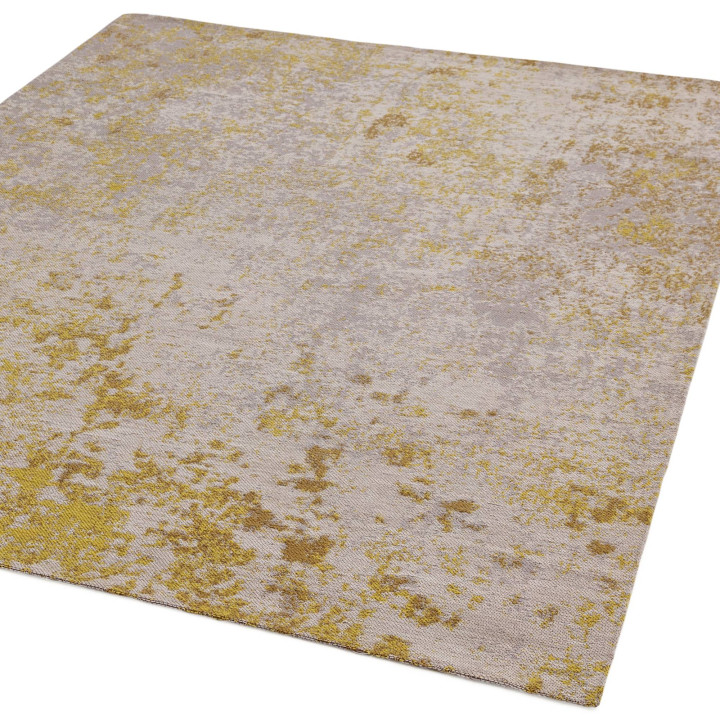 Tappeto Dara astratto grigio e giallo oro 120x17
