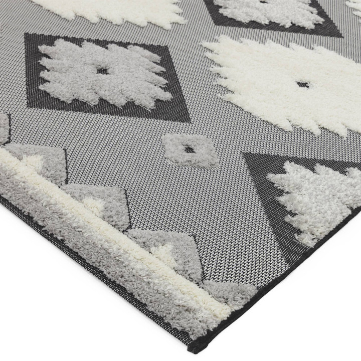 Tappeto Monty geometrico grigio e bianco avorio