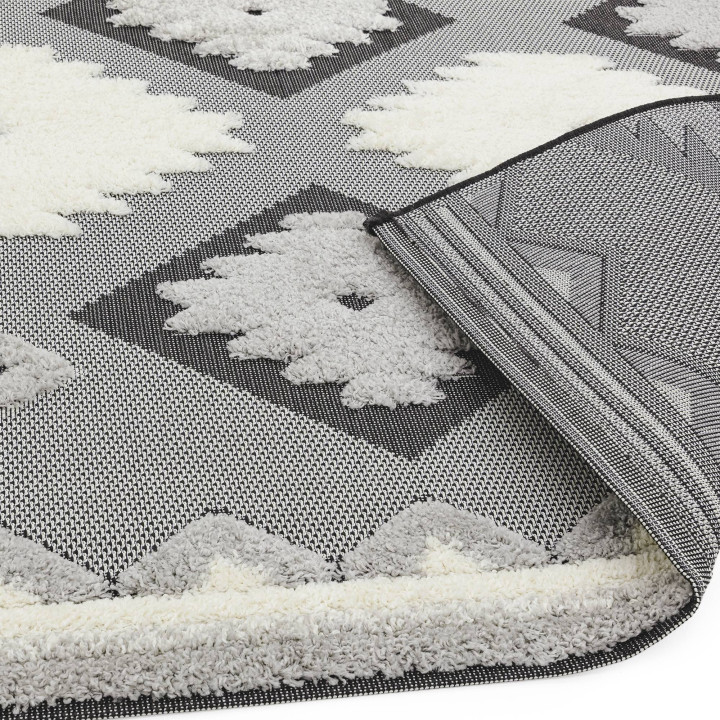 Tappeto Monty geometrico grigio e bianco avorio