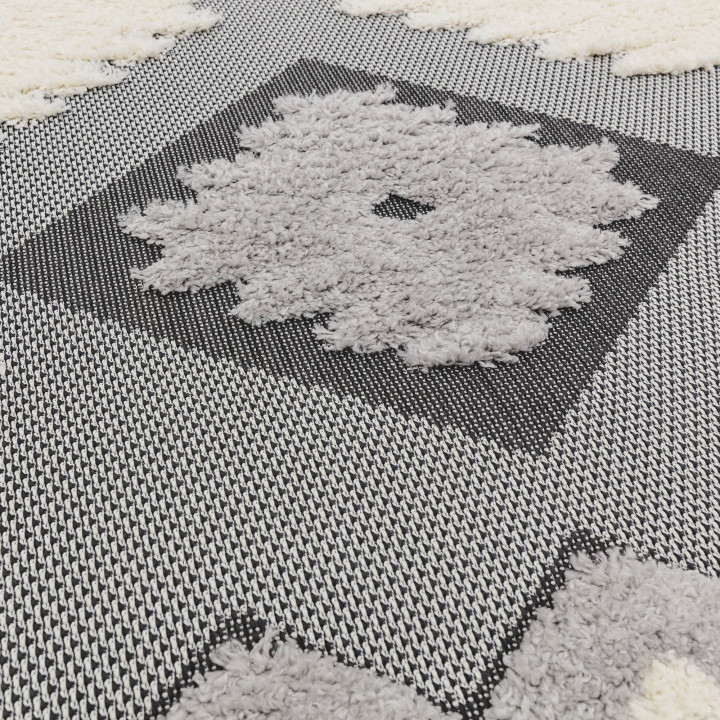 Rug Monty geometric grey ivory white black 160x2