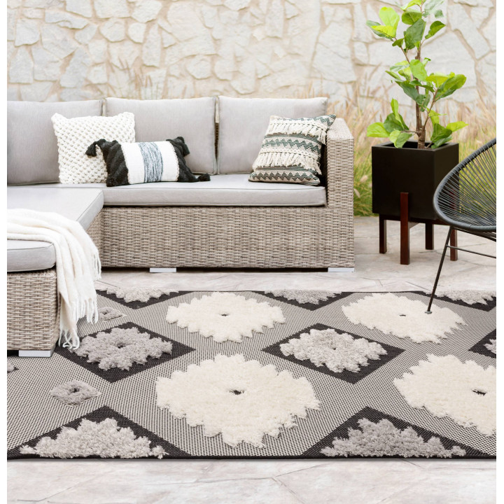Rug Monty geometric grey ivory 200x290 cm