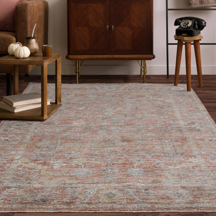 Rug Jasper stylized brick red beige grey ocher y