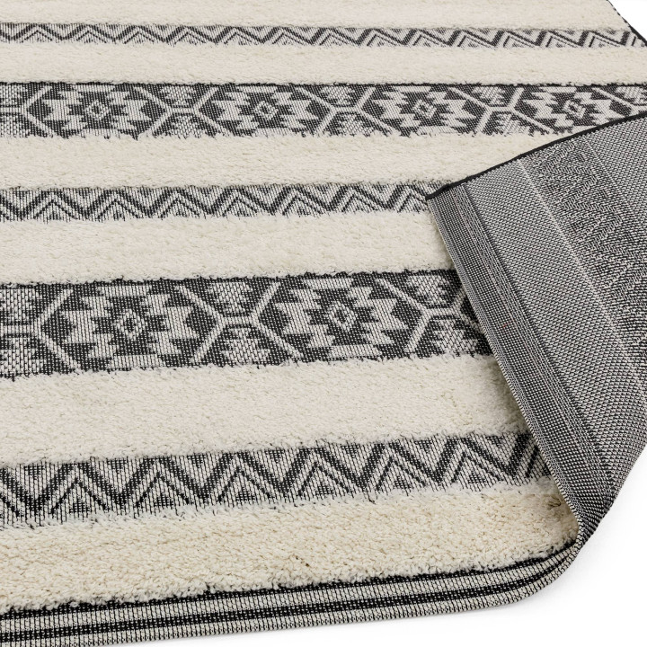 Tappeto Monty geometrico nero e bianco crema 200