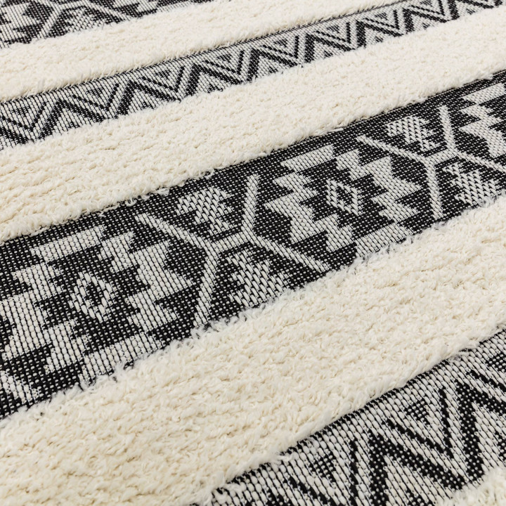 Tappeto Monty geometrico nero e bianco crema 200