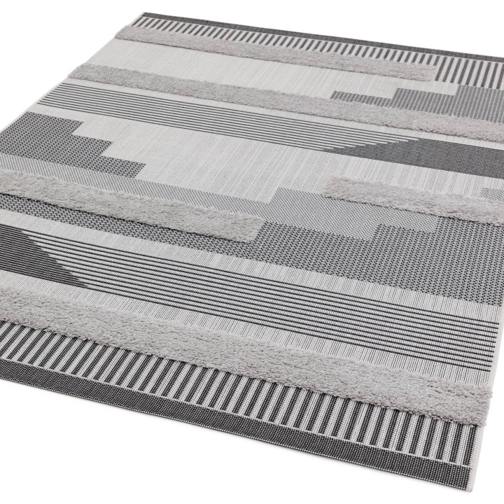 Tappeto Monty geometrico nero e grigio 80x150 cm