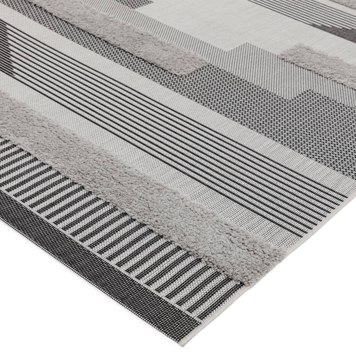 Tappeto Monty geometrico nero e grigio 80x150 cm