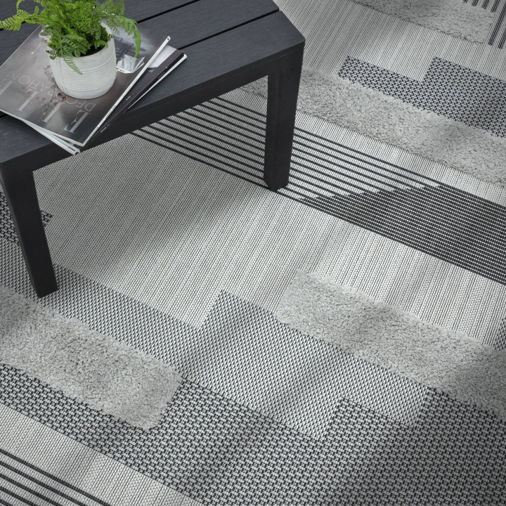 Tappeto Monty geometrico nero e grigio 160x230 c