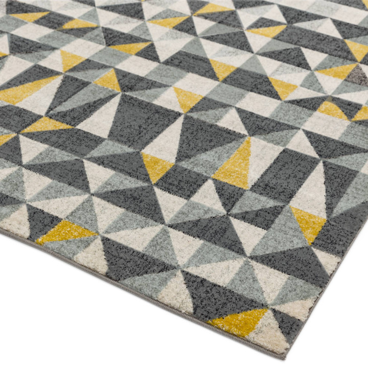 Rug Nova geometric grey light grey white yellow