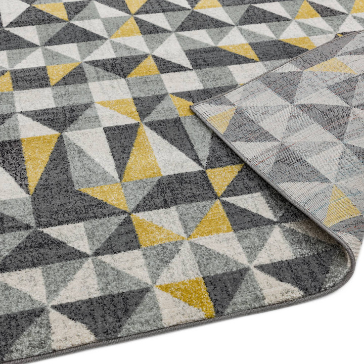 Rug Nova geometric grey light grey white yellow