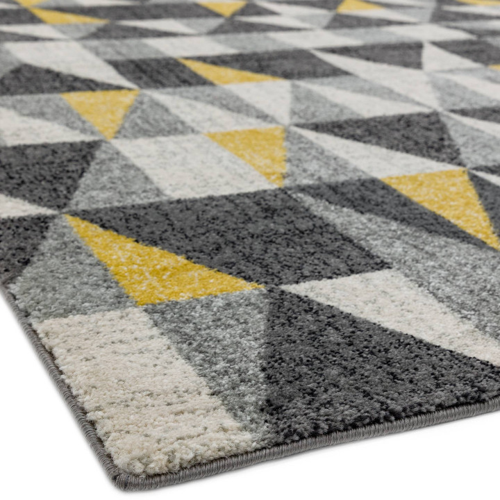 Rug Nova geometric grey light grey white yellow