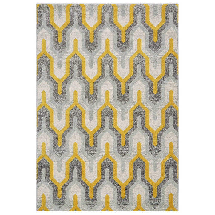 Tappeto Nova geometrico grigio e giallo 80x150 c