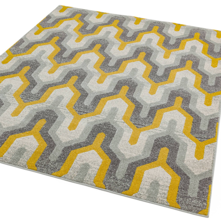 Rug Nova geometric grey yellow white 80x150 cm