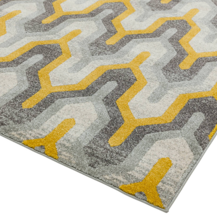 Rug Nova geometric grey yellow white 80x150 cm