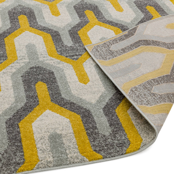 Rug Nova geometric grey yellow white 80x150 cm