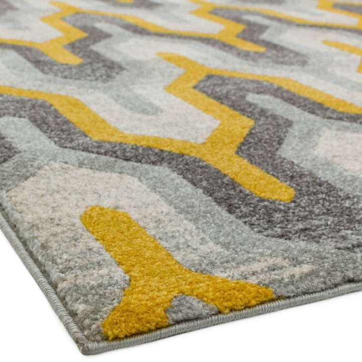 Tappeto Nova geometrico grigio e giallo 80x150 c