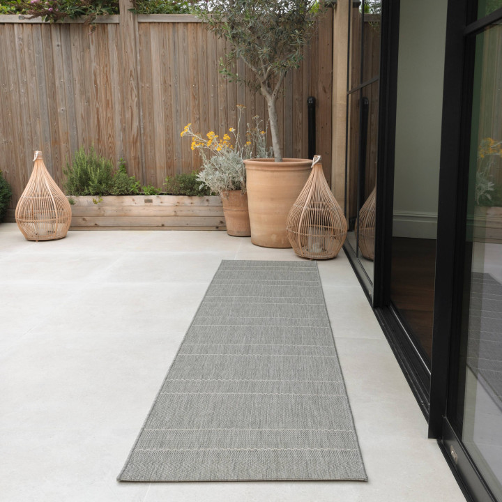 Tappeto Patio geometrico beige e tortora 80x150