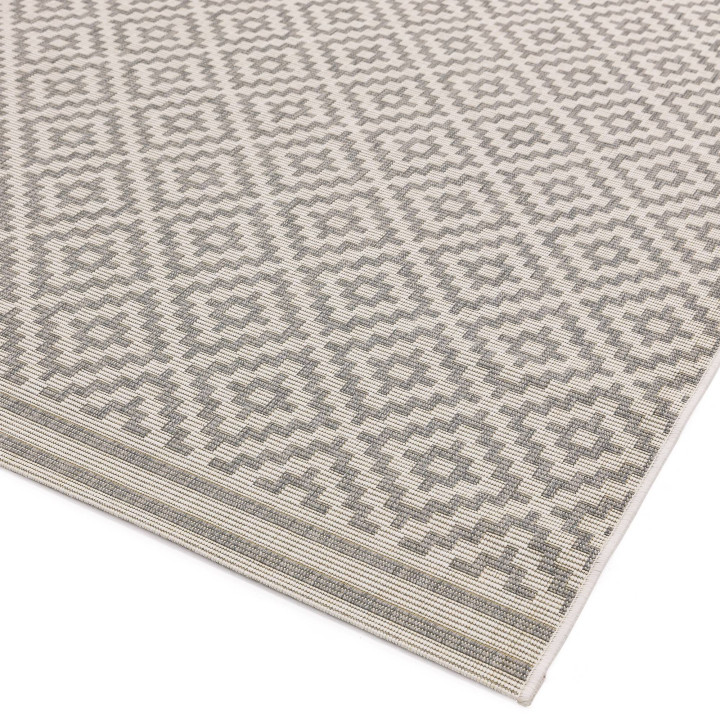 Tappeto Patio geometrico grigio e argento corsia
