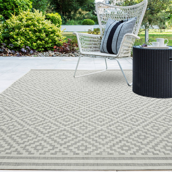 Tappeto Patio geometrico grigio e argento 200x29