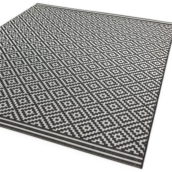 Rug Patio geometric black white 200x290 cm
