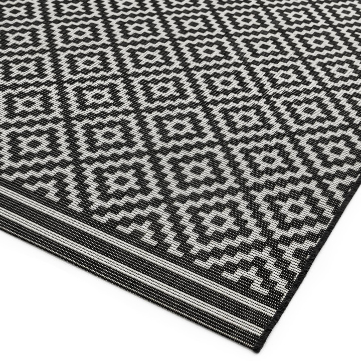 Rug Patio geometric black white 200x290 cm