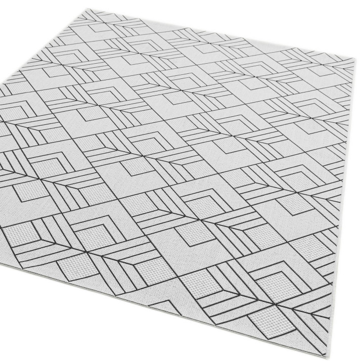 Rug Patio geometric black white 80x150 cm