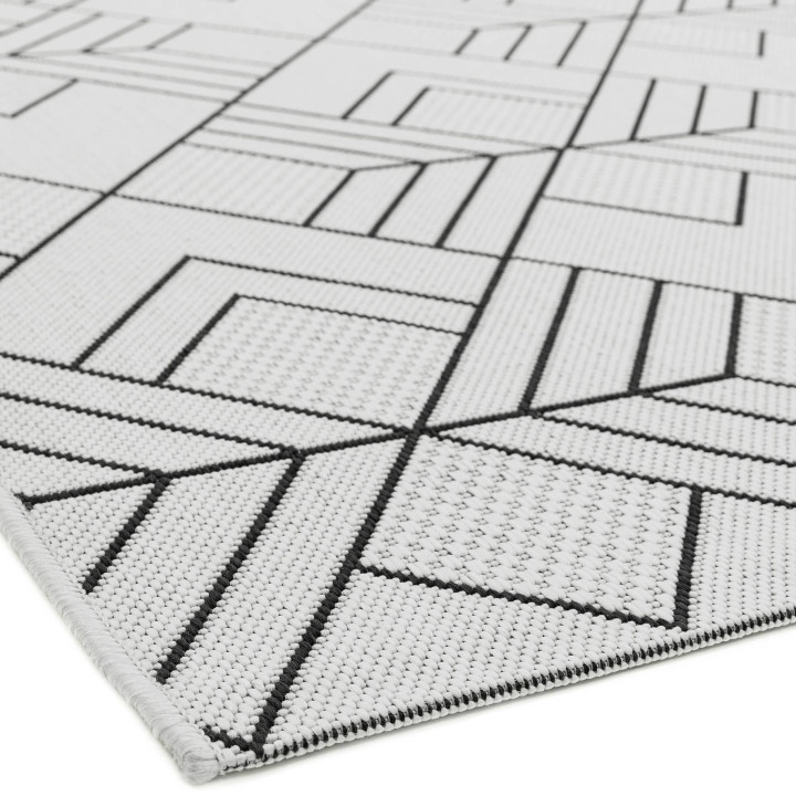 Tappeto Patio geometrico nero e bianco 80x150 cm