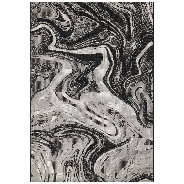 Tappeto Patio astratto nero e bianco 80x150 cm