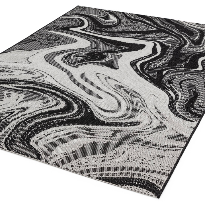 Tappeto Patio astratto nero e bianco 80x150 cm