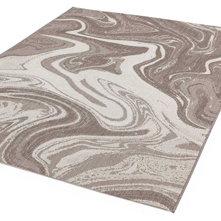 Tappeto Patio astratto beige e crema 80x150 cm