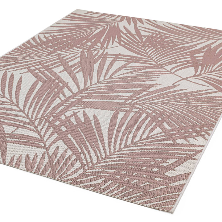 Tappeto Patio floreale rosa chiaro e beige chiar