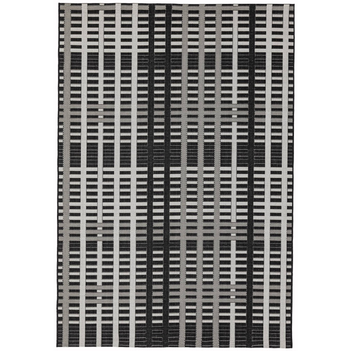 Rug Patio geometric black white grey 160x230 cm