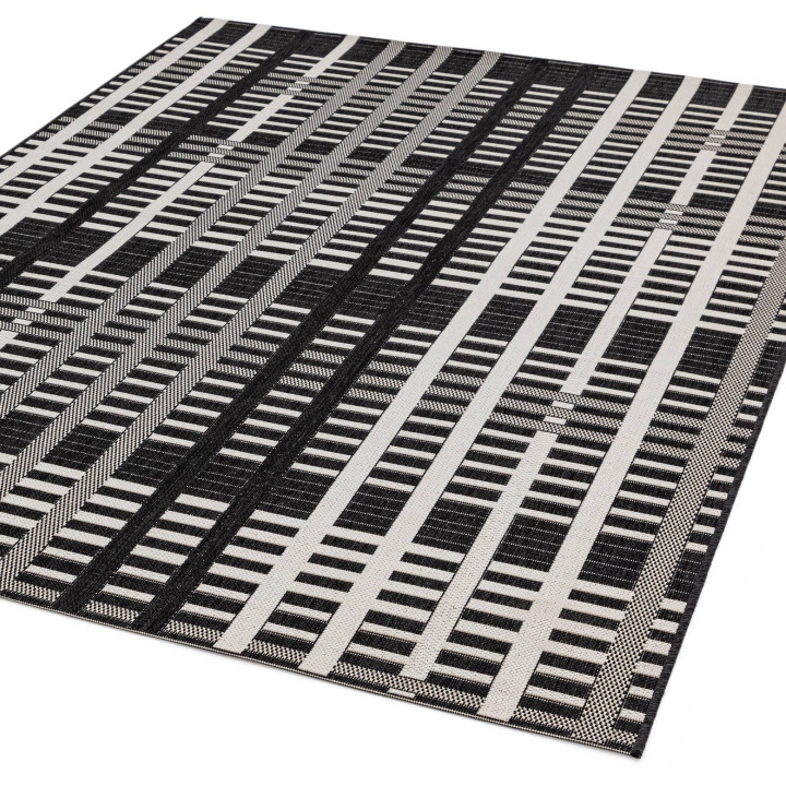 Rug Patio geometric black white grey 160x230 cm