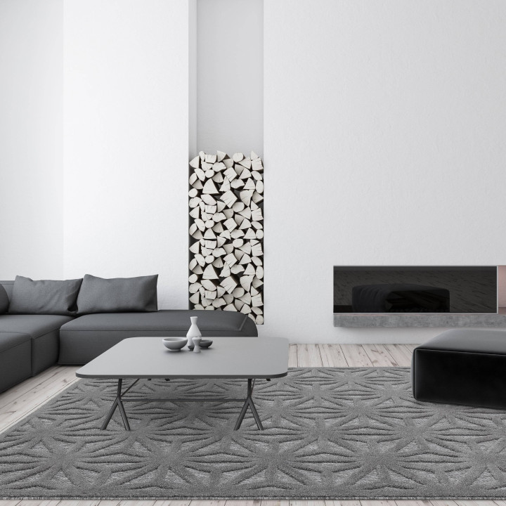 Tappeto Salta geometrico grigio e argento 200x29