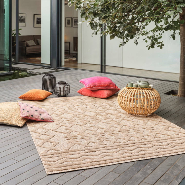 Tappeto Salta geometrico beige e tortora 160x230