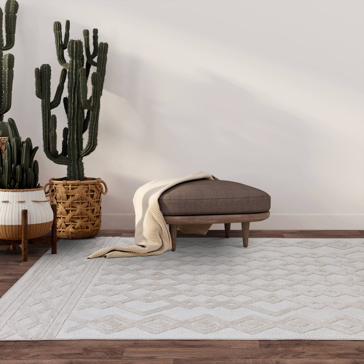 Rug Salta geometric white beige taupe 120x170 cm