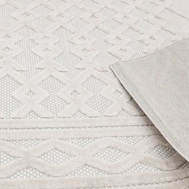 Tappeto Salta geometrico bianco e beige 120x170