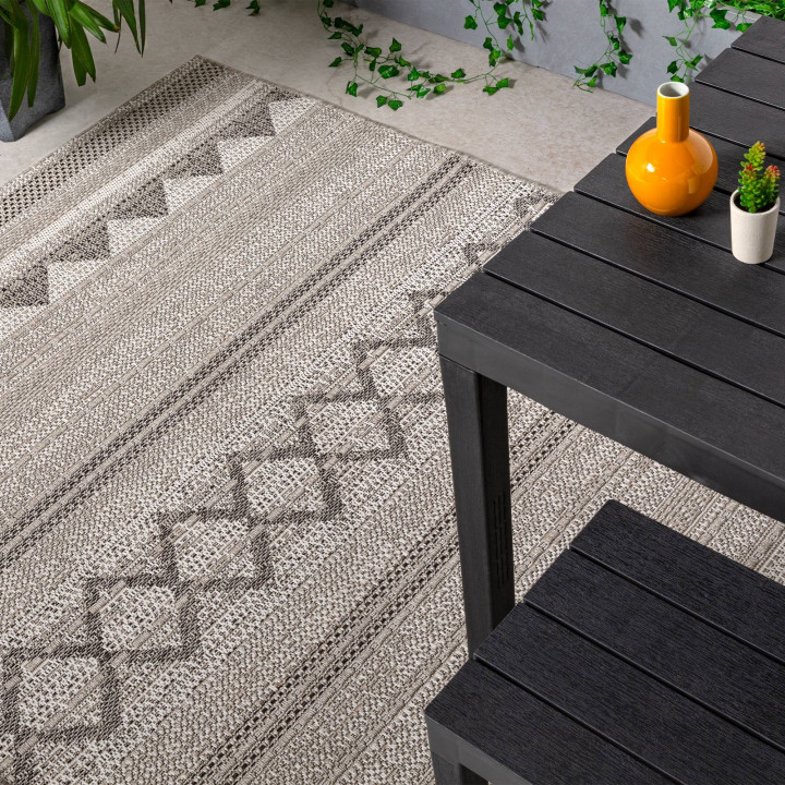 Tappeto Varanda geometrico crema e grigio 160x23