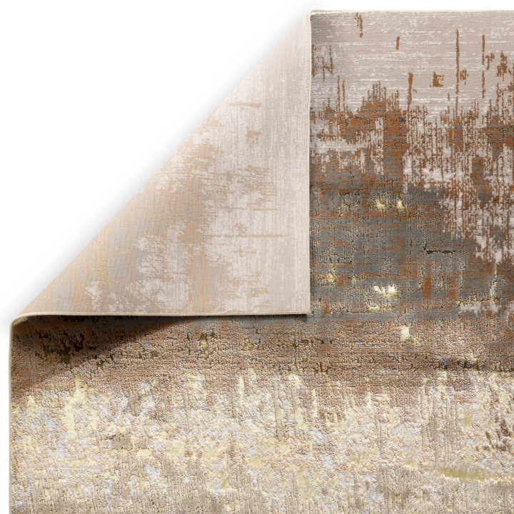 Rug Aurora abstract gold yellow gray copper beig