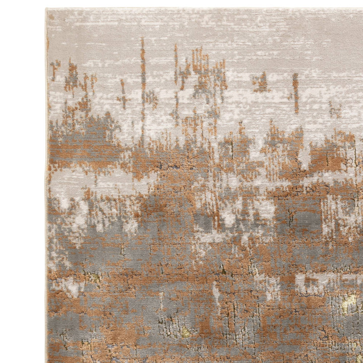 Tappeto Aurora astratto giallo oro e grigio 120x