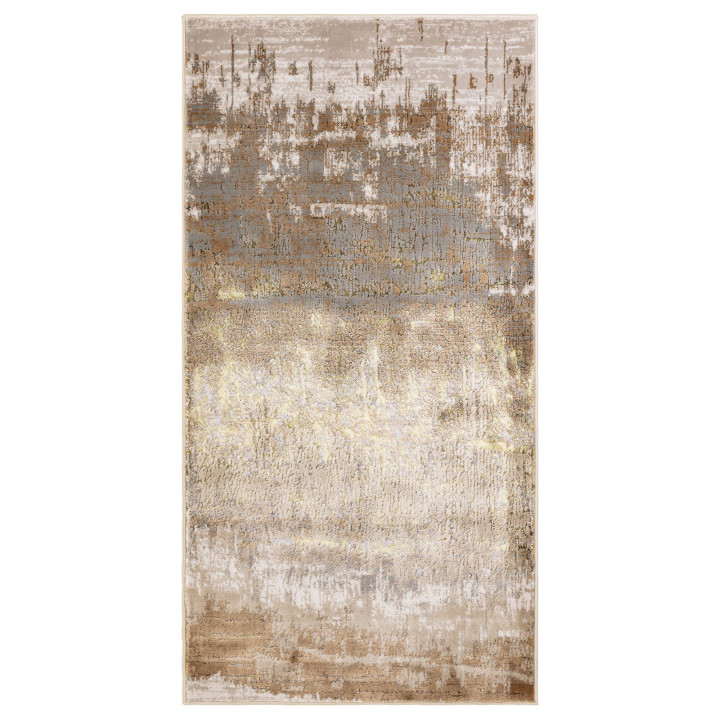 Tappeto Aurora astratto giallo oro e grigio 120x