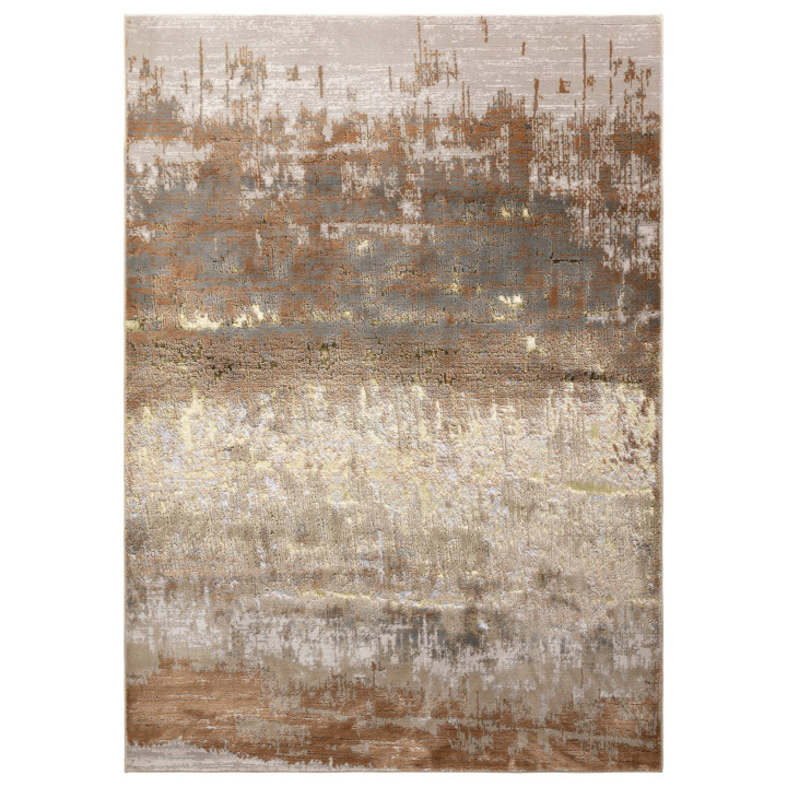 Rug Aurora abstract gold copper light grey beige