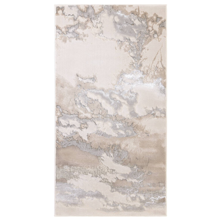 Rug Aurora abstract light grey silver beige runn