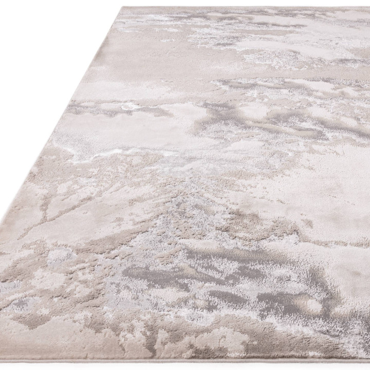 Rug Aurora abstract light grey silver beige 80x1