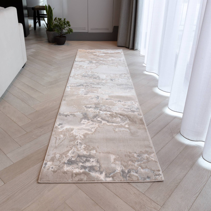 Tappeto Aurora astratto grigio e argento 200x290