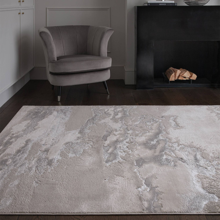 Rug Aurora abstract grey beige silver 240x340 cm
