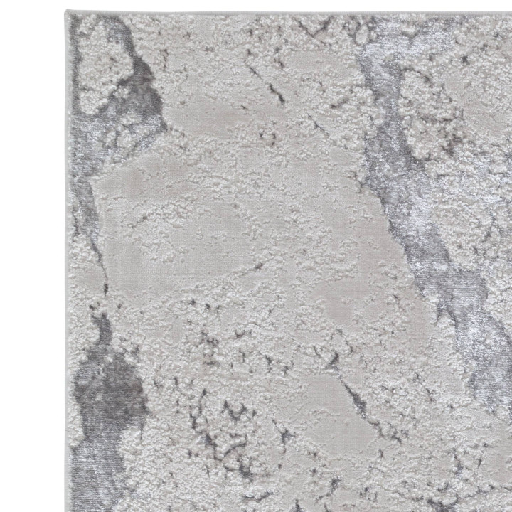 Tappeto Aurora astratto grigio e argento corsia